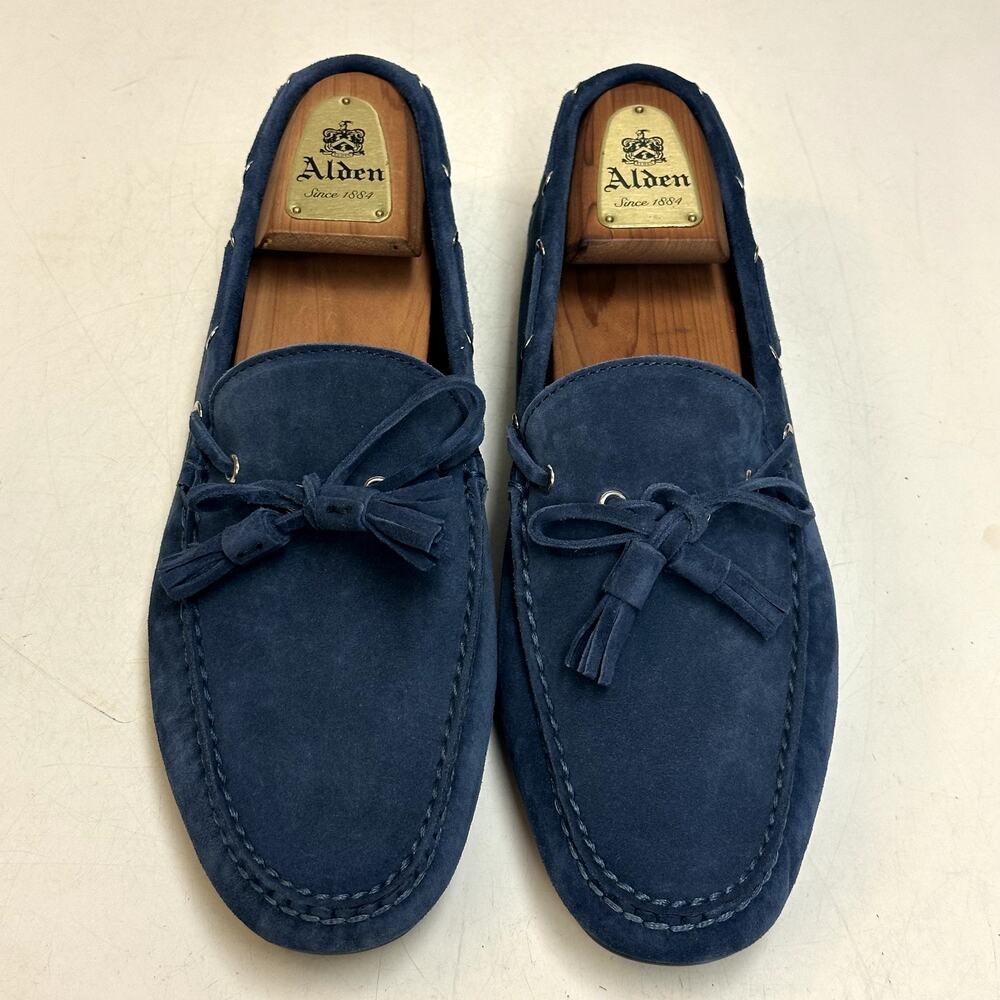 NWOT Ralph Lauren Purple Label Harold Blue Suede Tassel Loafer Driver Italy 9.5